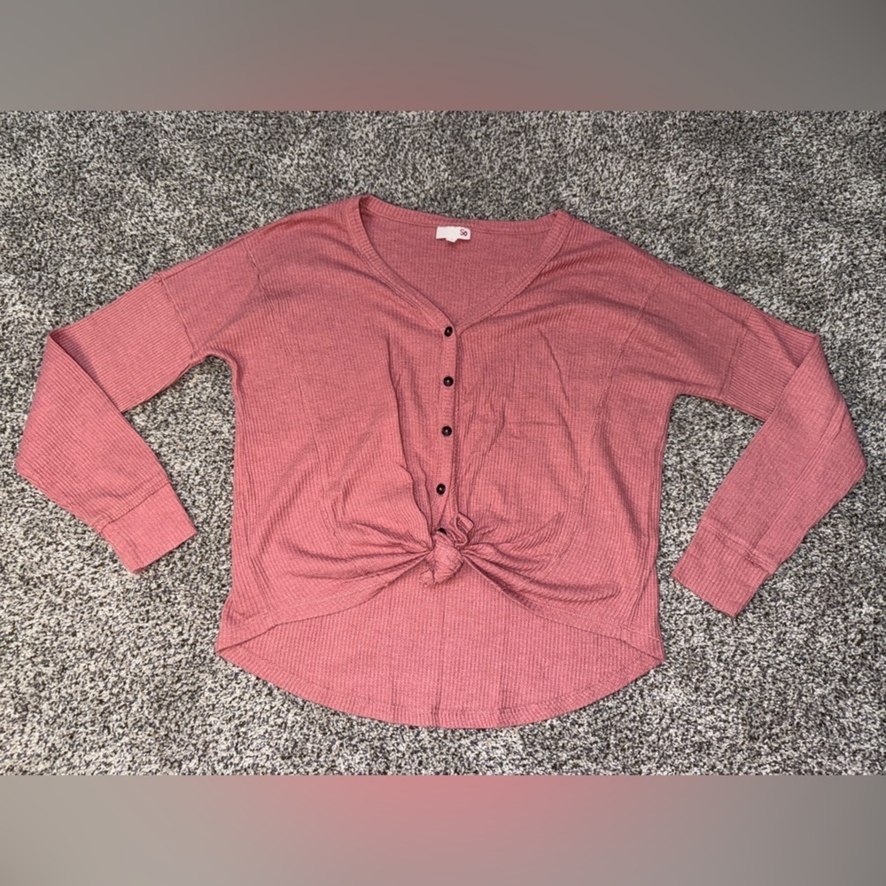 So brand maroon button down long sleeve sweater tie front